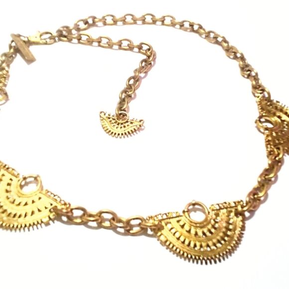 Vintage New York Studio Signed Ethnic Inspired Adjustable Gold Tone Chain Belt - Picture 4 of 6